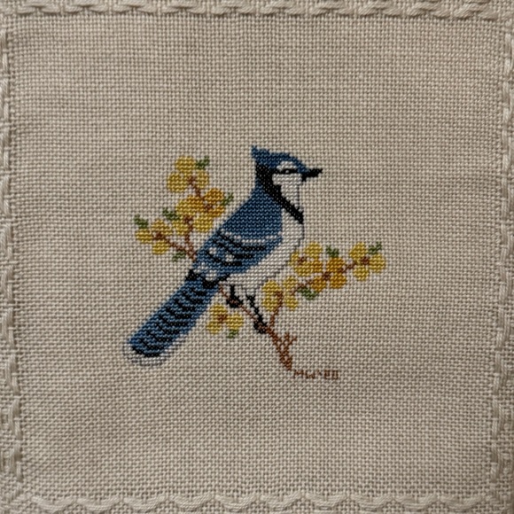 Handmade Cross Stitch Tapestry Bell Pull with Birds - Picture 10 of 11